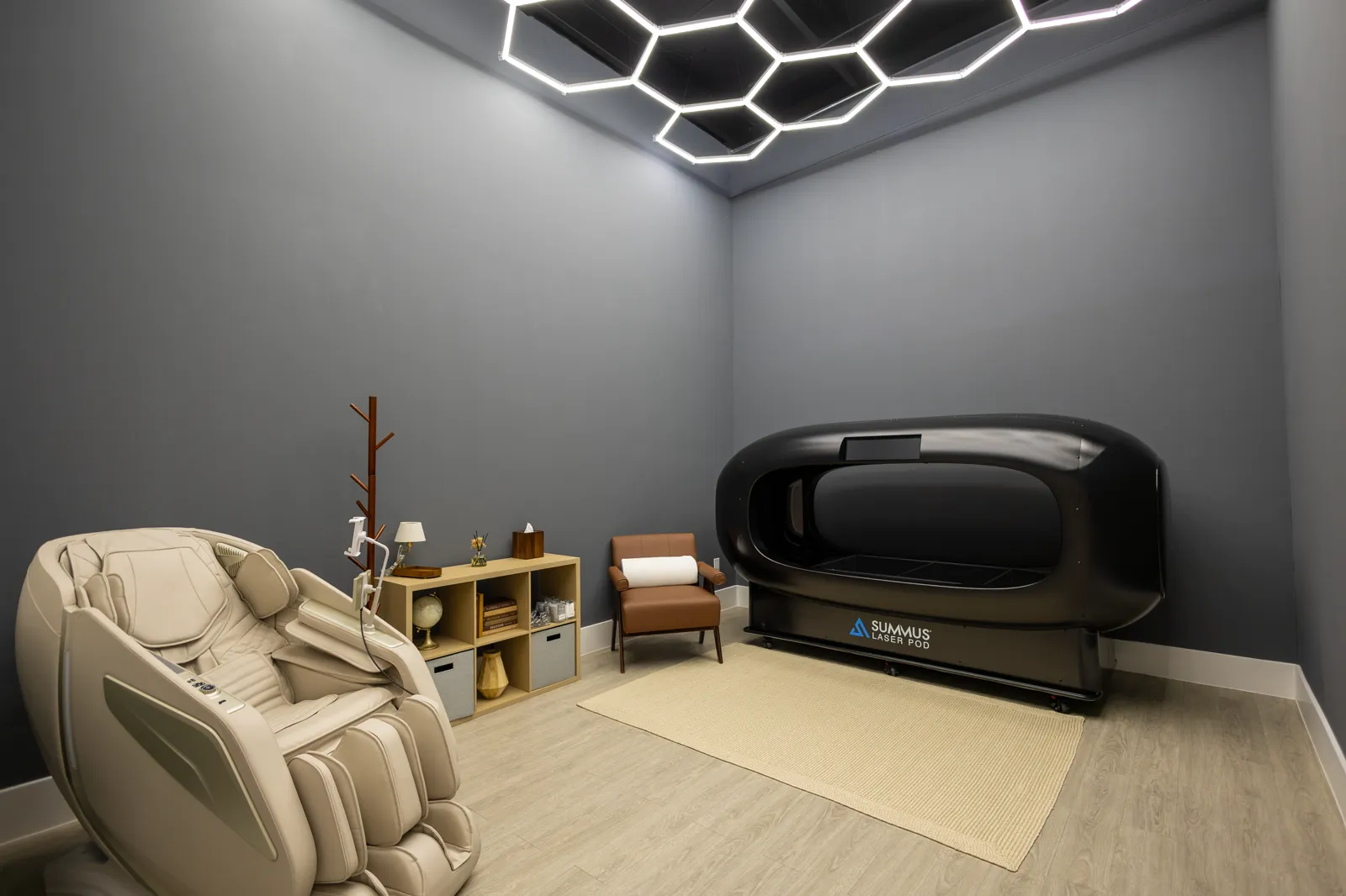 Wellness therapy room seating at Optimus Reset